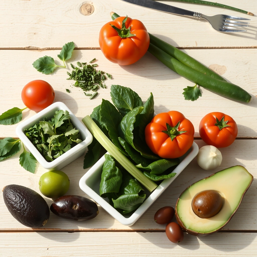 Fresh healthy food ingredients and Mediterranean lifestyle